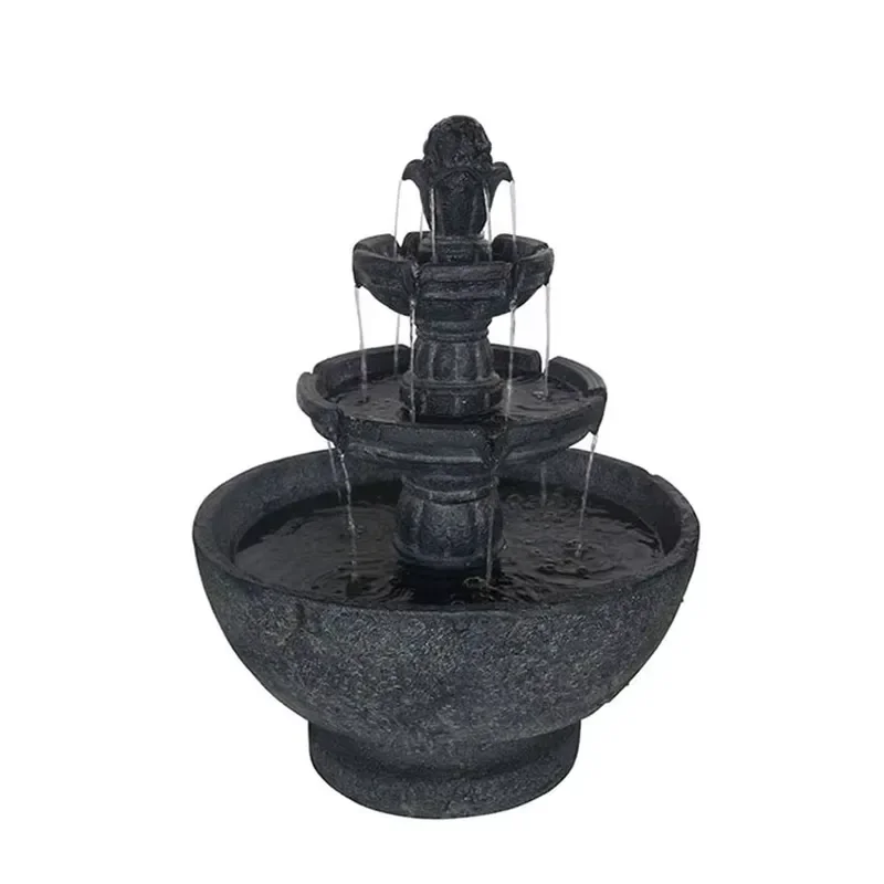 3-Tier Artificial Resin Cascading Fountain-Outdoor Garden Decor Durable & Easy to Move & Clean 66x66x99cm for Patio