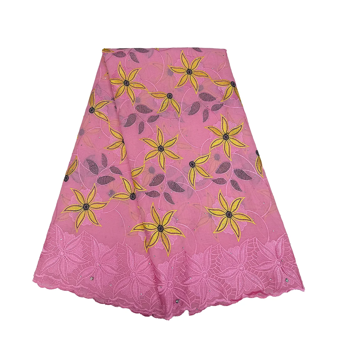 Новейший дизайн, африканская хлопковая кружевная ткань, 5 ярдов, швейцарская вуаль, кружевная вышивка, хлопковая ткань для женщин, шить свадебные платья
