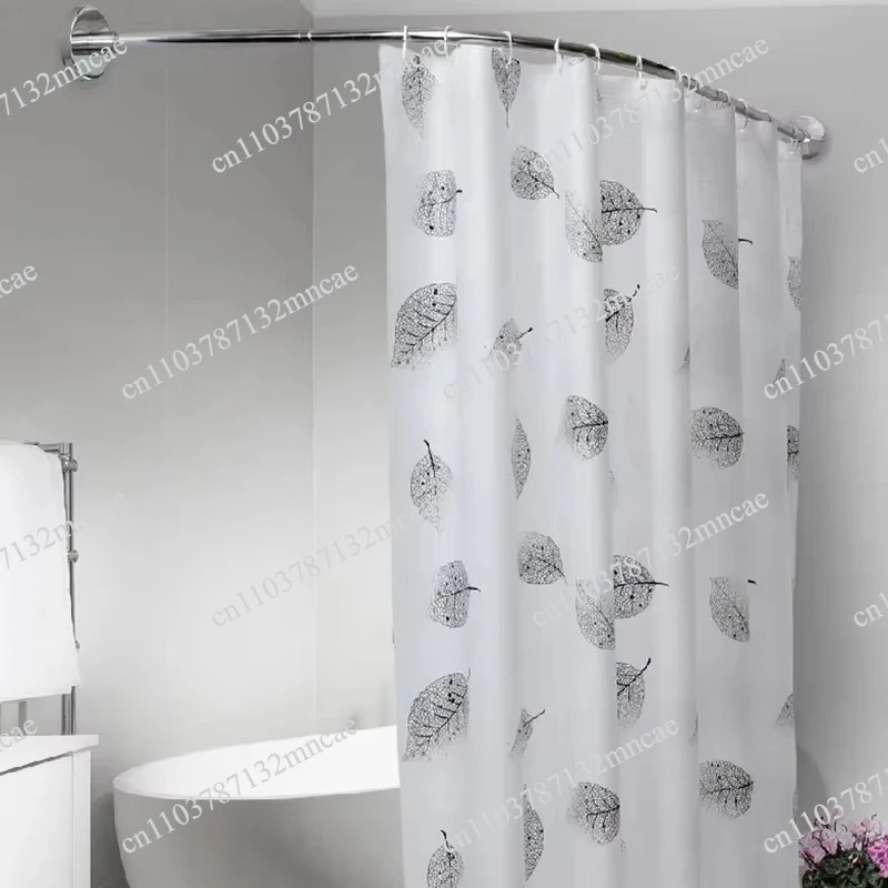 Extendable Curved Shower Curtain Rod U Shaped 201 Stainless Steel Shower Curtain Poles Punch-Free Bathroom Curtain Rail 6 Size