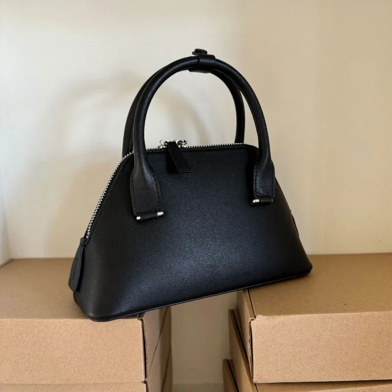 

2025 New Mini Shell Shoulder Bags Women Luxury Brand Design Elegant Cowhide Handbags High Street Fashion Bowling Bags Female