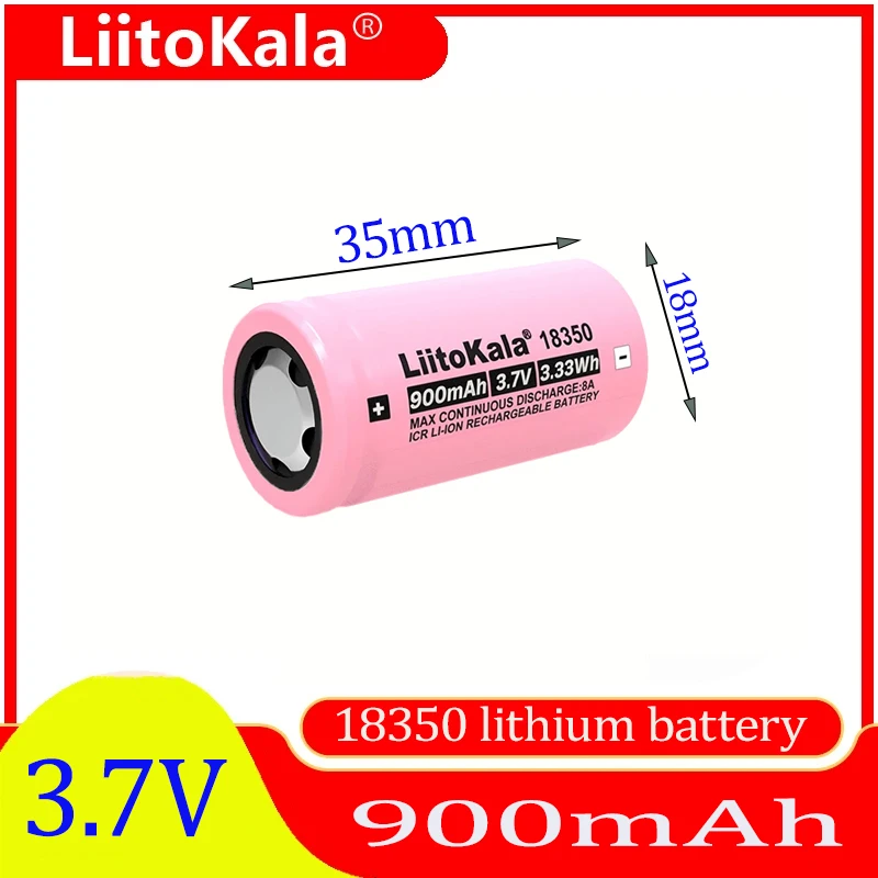 Liitokala New ICR 18350 900mAh power rechargeable lithium battery 3.7V 8A power for electrical tools flashlight