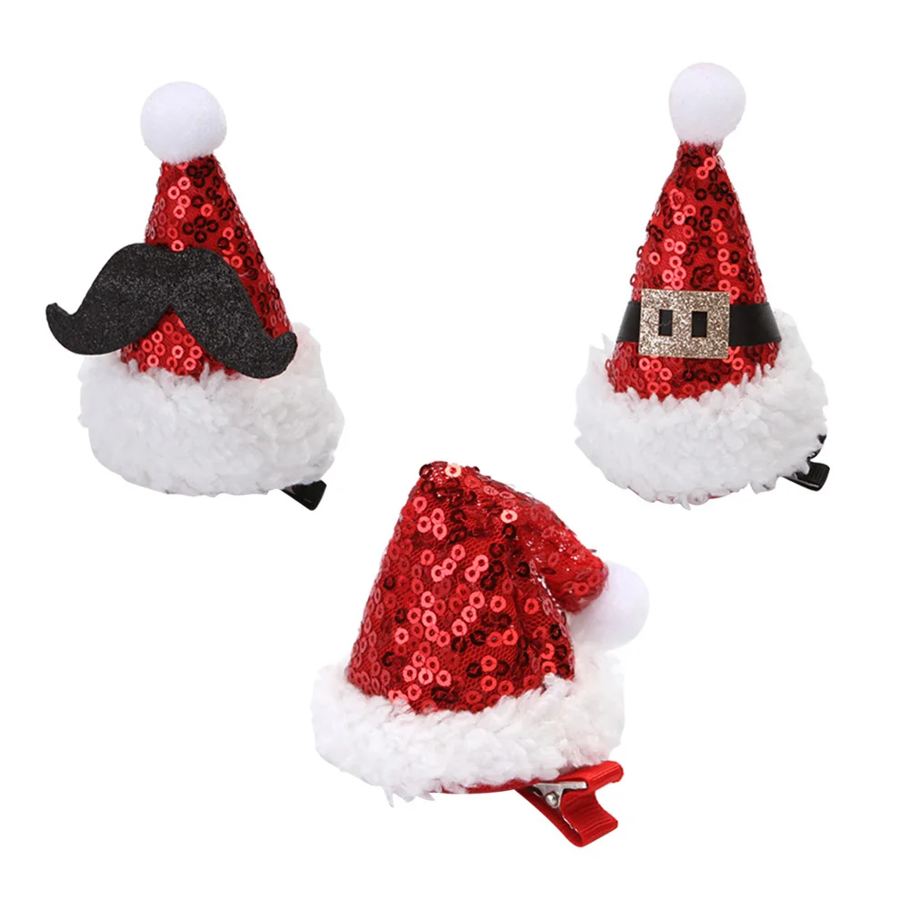 3 قطعة مقاطع الشعر قبعة سانتا الترتر الأحمر عيد الميلاد دبابيس الشعر التمساح كليب اكسسوارات الحفلات سانتا قبعة مقاطع الشعر دبابيس الشعر عيد الميلاد #5