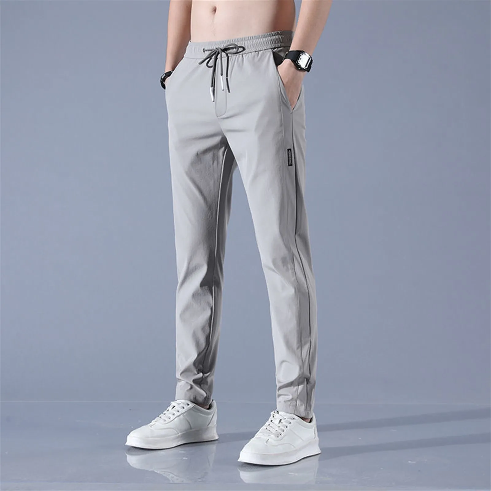 Men's Summer 2024 New Casual Ice Silk Pants With Deep Pockets Loose Fit Jogging Trousers For Running Workout Training Basketball