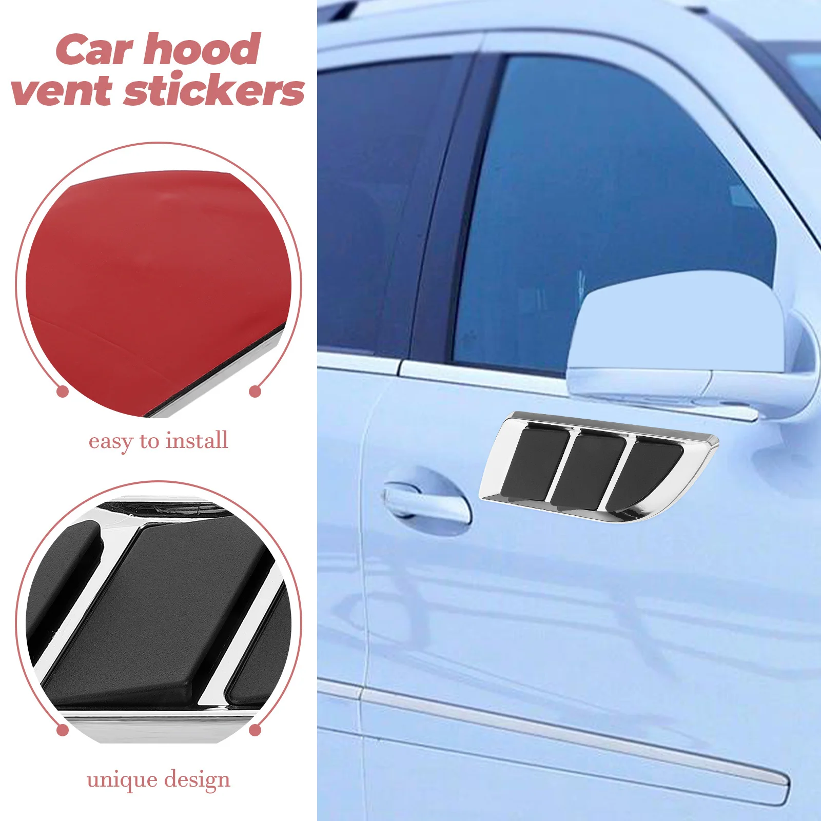 

Car Hood Vent Sticker Automotive Exterior Accessories Easy Install Vehicle Side Vent Decal Auto Intake Hood Stickers