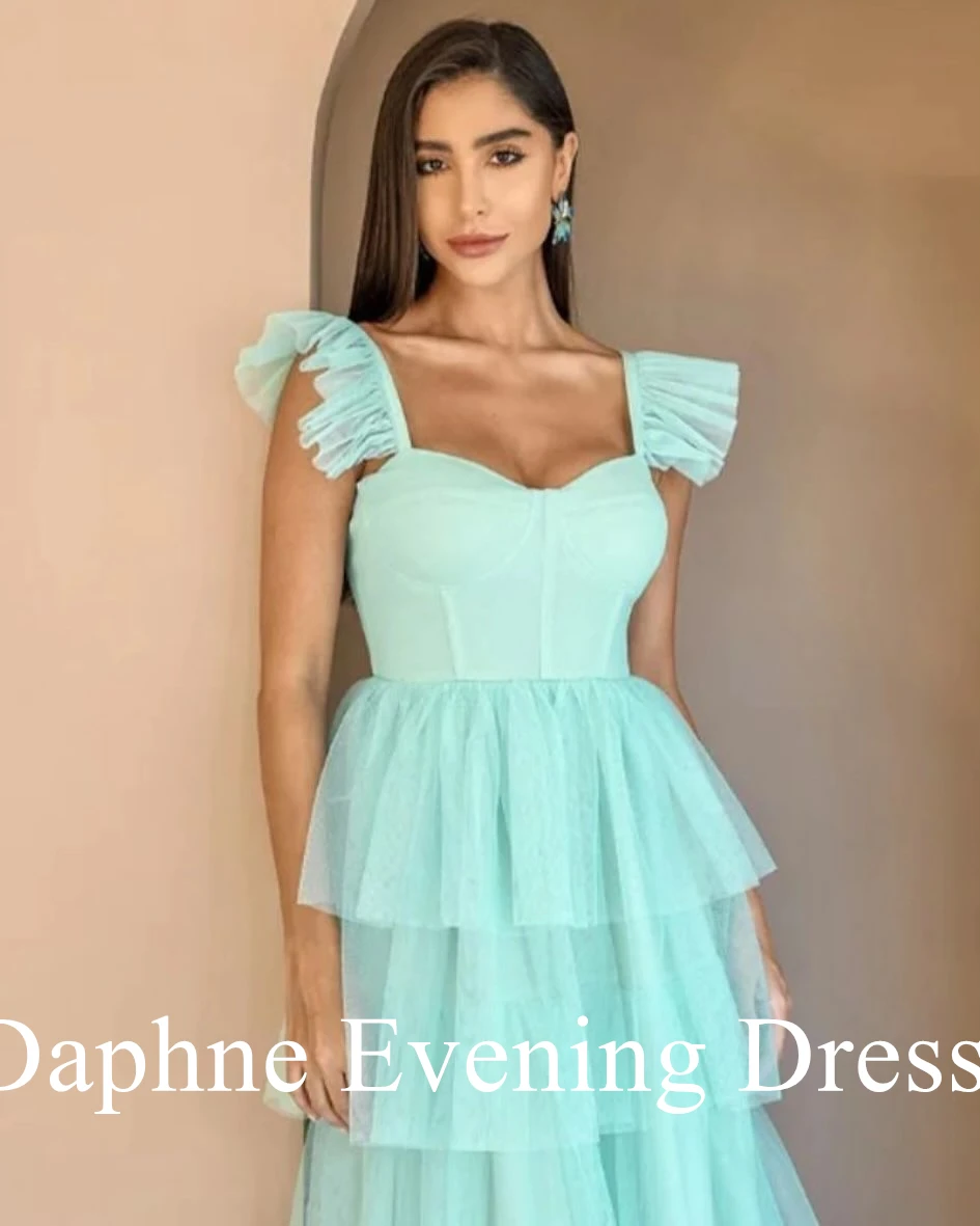 Customized Temperament Sweetheart Spaghetti Straps Organza Evening Dresses Formal Pleats Tiered Vestido De Festa Robe de soirée