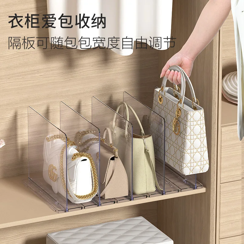  Multifunctional Plug In Assembly Bag Storage Rack Handbag Organizing Cabinet Mobile Bag Storage Box Three Grids Book Shelf