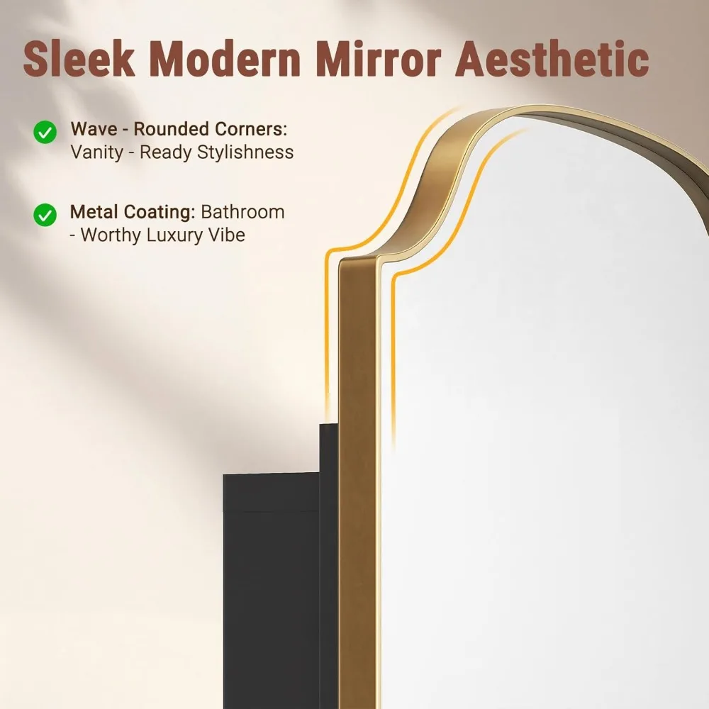 خزانة مرآة حمام بإطار معدني قوي مقاس 16 × 24 بوصة مع مساحة تخزين أو سطح أو حامل غائر، سهلة التركيب