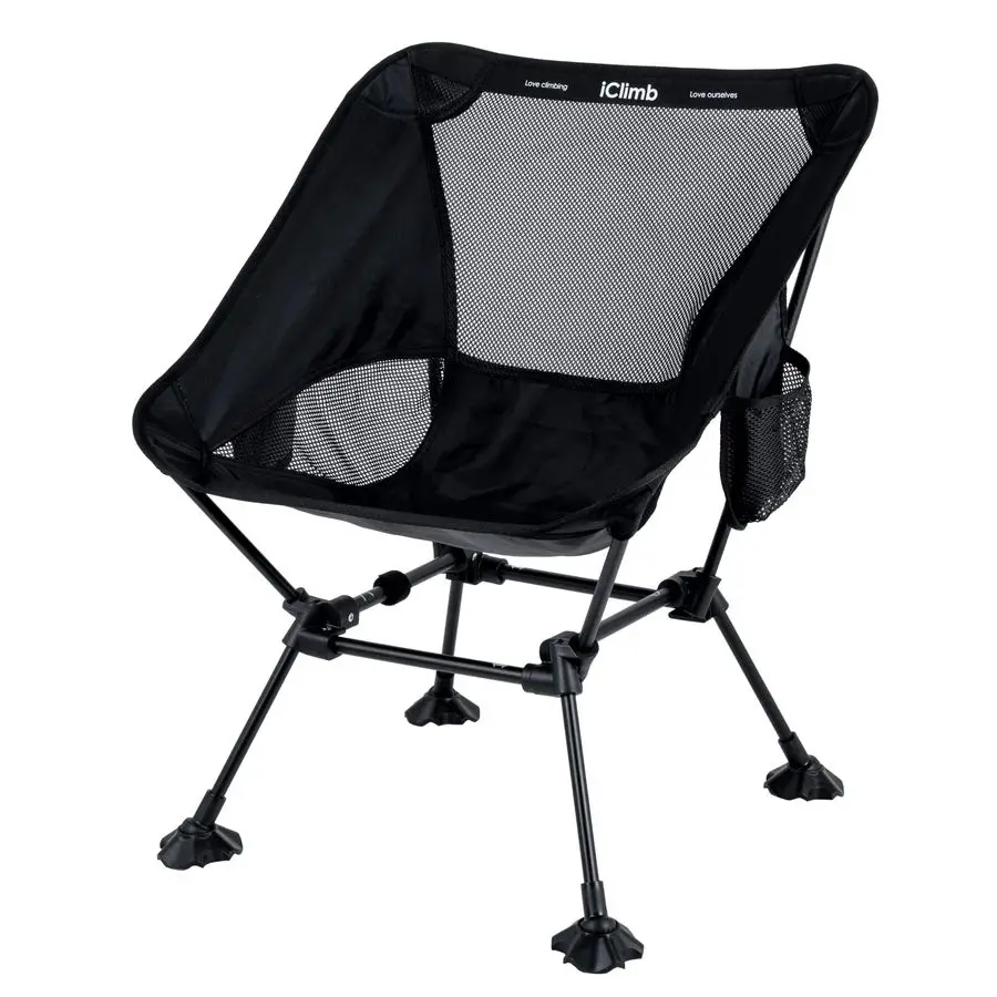 

Ультралегкое компактное складное кресло для кемпинга и пляжа с большими ножками, предотвращающими проваливание, и поддержкой спины, черная квадратная рама
