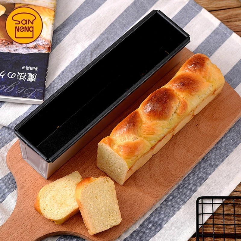 Japanese Retro Long Aluminized Steel Toast Bread Box Baking Mold Pound Cake Pastry Molds Kitchen Bakery Accessories