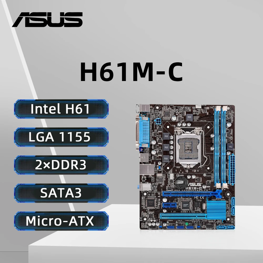 ASUS H61 Motherboard LGA 1155 Support i7-3770K 2600S i5-3570K 3470 2500T i3-3250T 3240 CPU DDR3 RAM Intel Core 2/3 Gen M.2 NVME