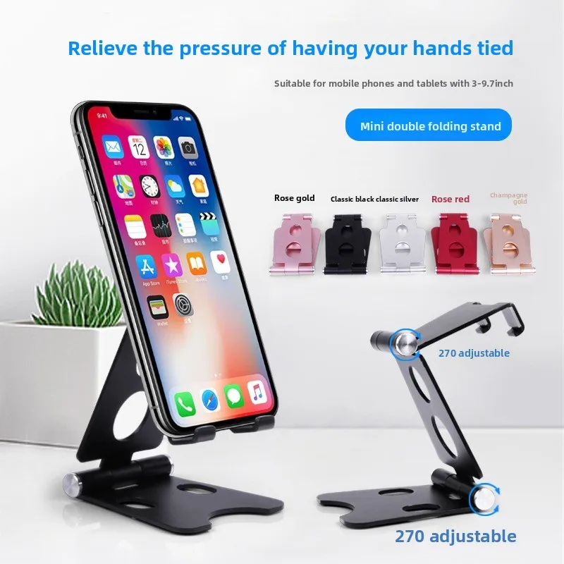 

Metal Aluminum Alloy Mobile Phone Desktop Holder Stand for iPhone 13 14 Pro Stand Lazy Live Portable Folding Mobile Phone Stand