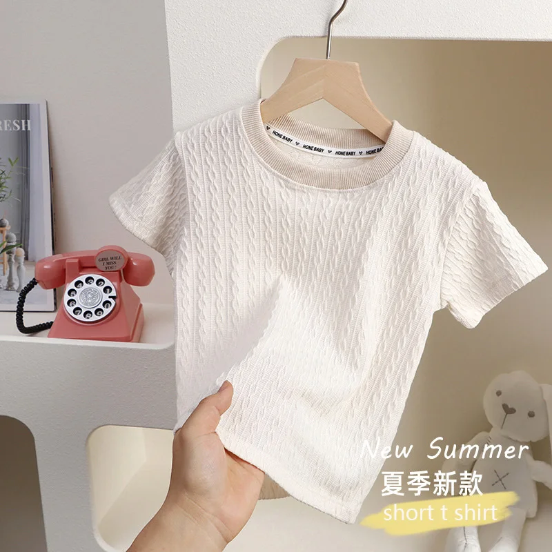 2-6Year Children Girls T-shirt Cotton Summer Solid Fashion Hollow Out Short Sleeve Baby Girls Tees Kids Casual Clothing