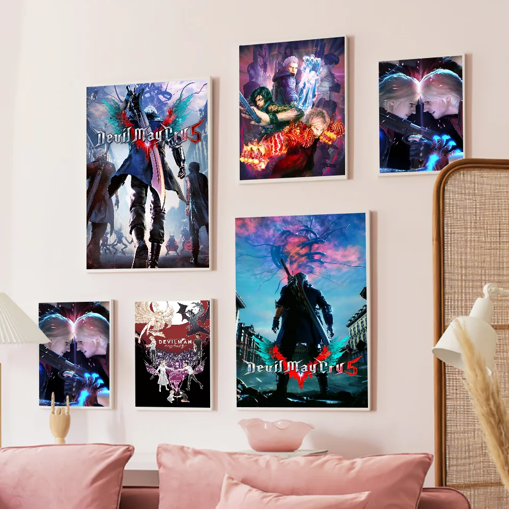 D-Devil May Cry-S Self-adhesive Art Poster Waterproof Paper Sticker Coffee House Bar Posters Wall Stickers