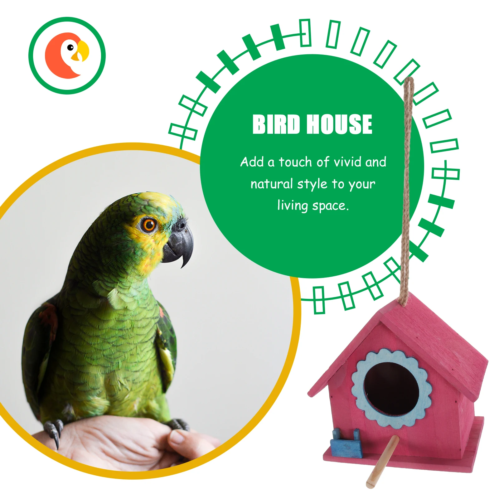 

Wooden Bird Hanging Birdhouses for Outdoors Small Parrot Wooden Bird Nest Feeder Durable Decoration Gift