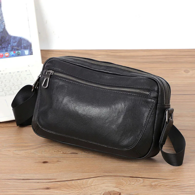 YETTIES Korean Style Top Grain Leather Sling Bag, Men's Crossbody Shoulder Bag, Multi-Function Small Backpack with Fast Delivery