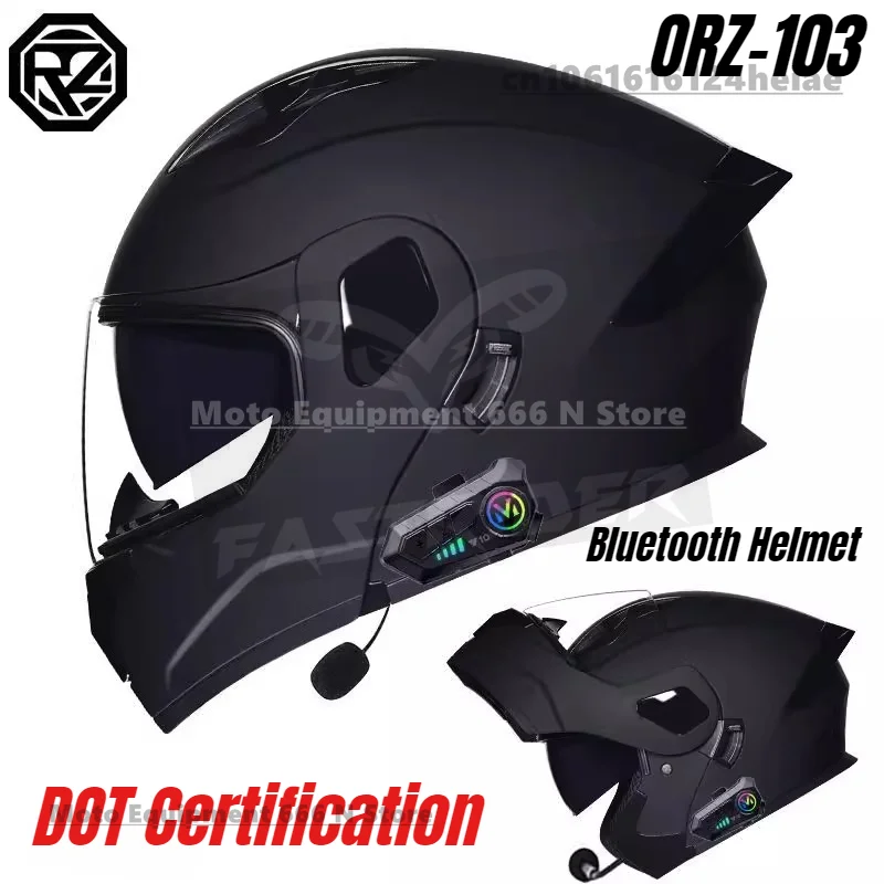 

ORZ Motorcycle Helmet for Bluetooth Men Women Motocross Full Helmet Dual-Lens Flip Helmet DOT Certification cascos para moto
