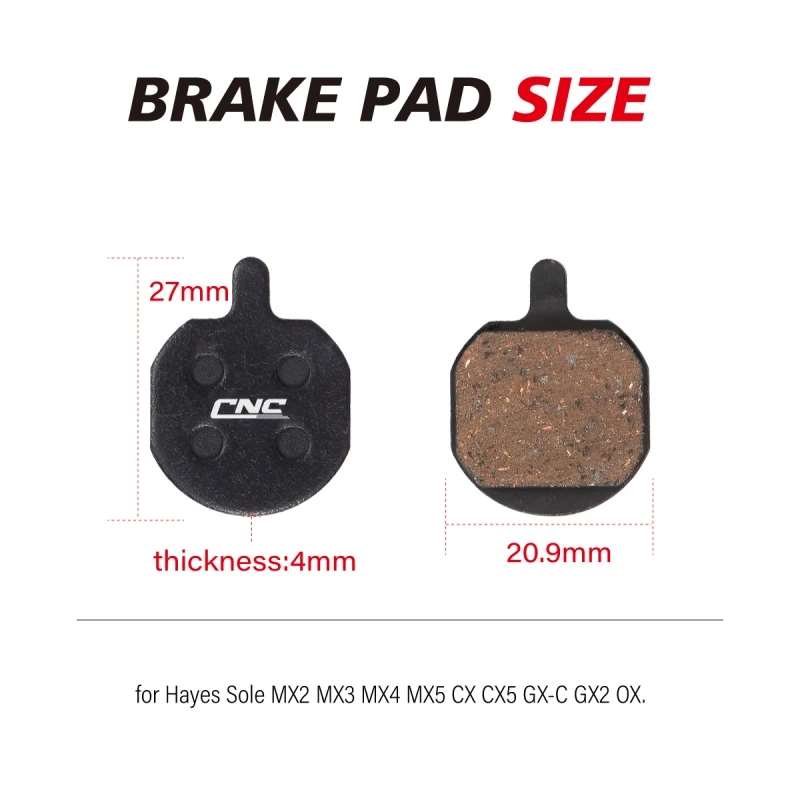 CNC Bike Accessories Disc Brake Pads For HAYES SOLE MX 2 MX3 MX4 MX5 GX5 GX-C JX2 JAK-5 Bicycle Disk Brake Pads Bicycle Parts