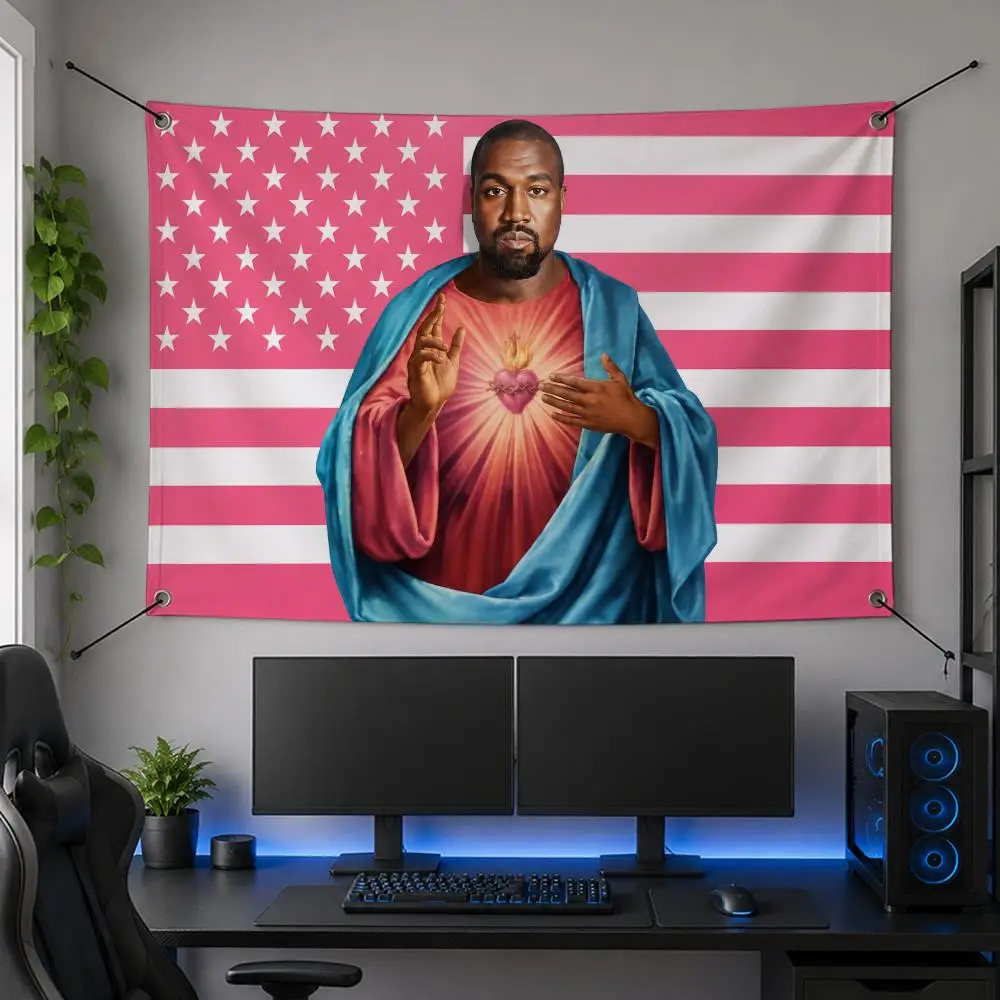 Music Music Legendary Worldwide Art Artist K-Kanye West Flags Flag Banner for Bedroom Dorm Party Home Living Room Game Room Gift