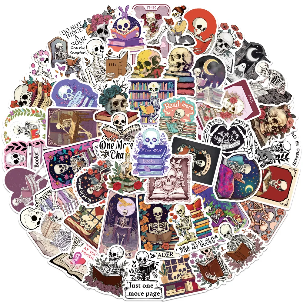 

50PCS Skull Book Cartoon Sticker Creativity DIY Phone Laptop Luggage Waterproof Skateboard Graffiti Decals Fun for Kid Toy Gifts