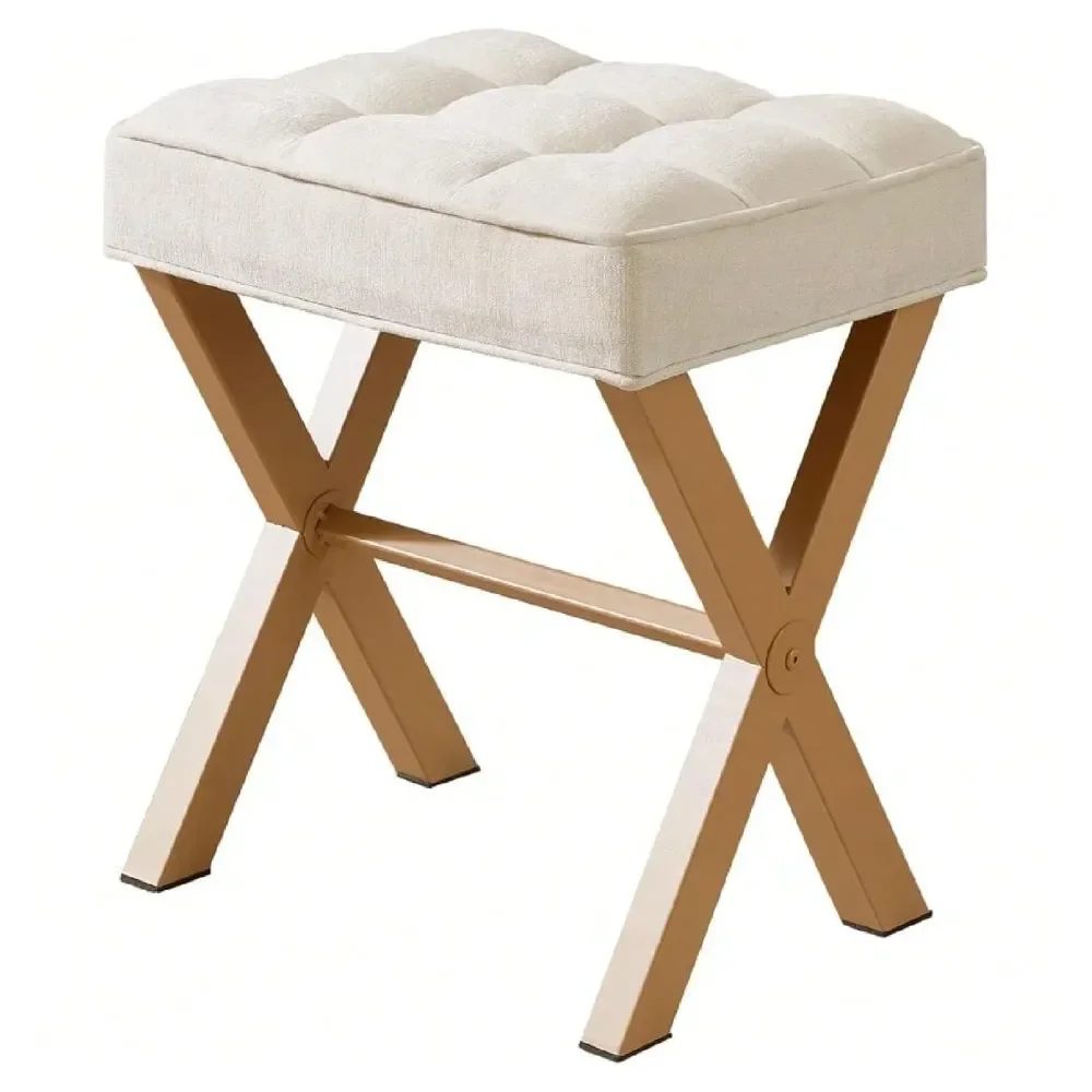 

Кресло для макияжа, мебель для спальни Стул-табурет, квадратный пуфик-табурет, подставка для ног, обитый стул-табурет для туалетного столика с металлическими элементами