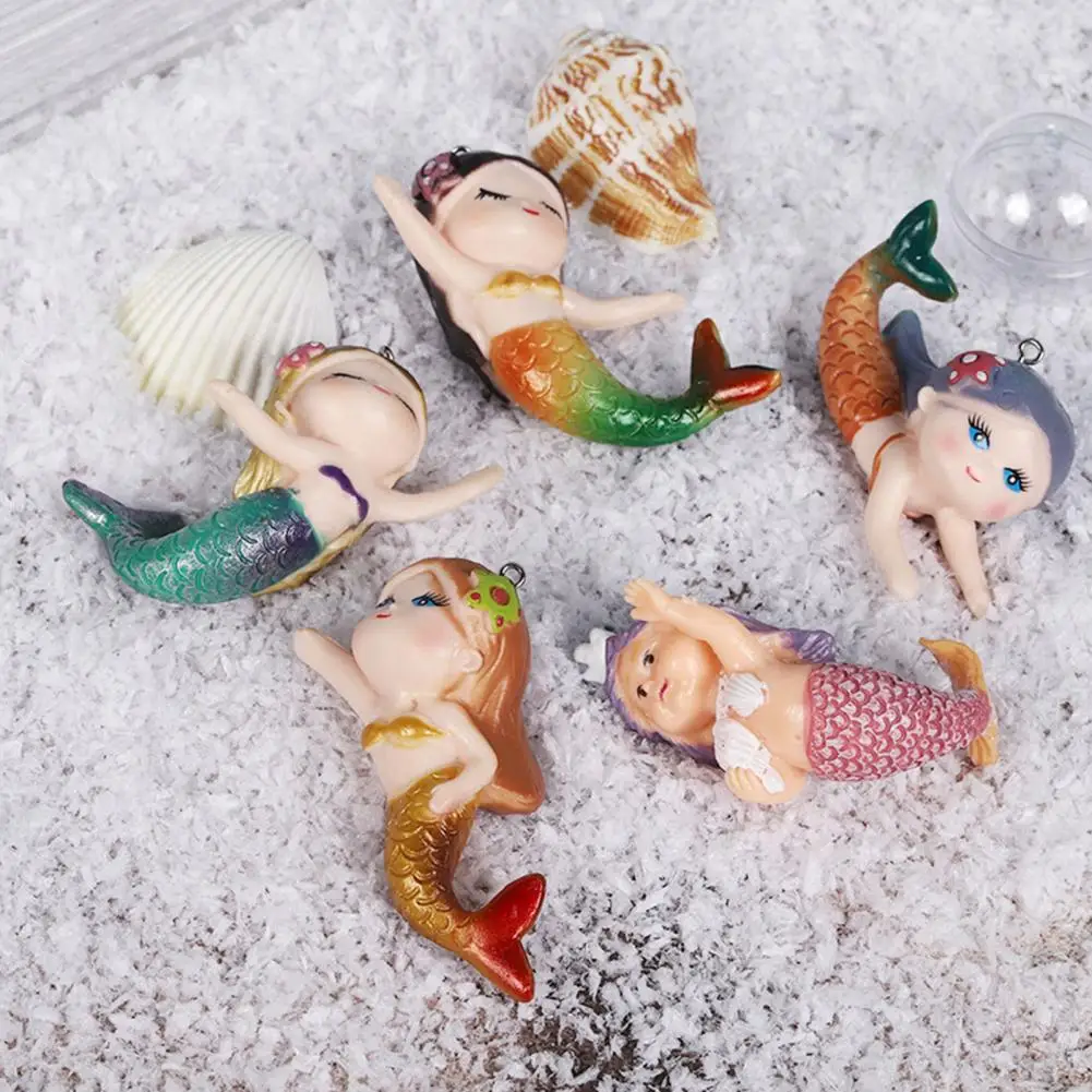 Mermaid Figurine Fish Tank Ornament Cartoon Shape Adorable Appearance Eco-friendly Mini Aquarium Floating Decor Accessories