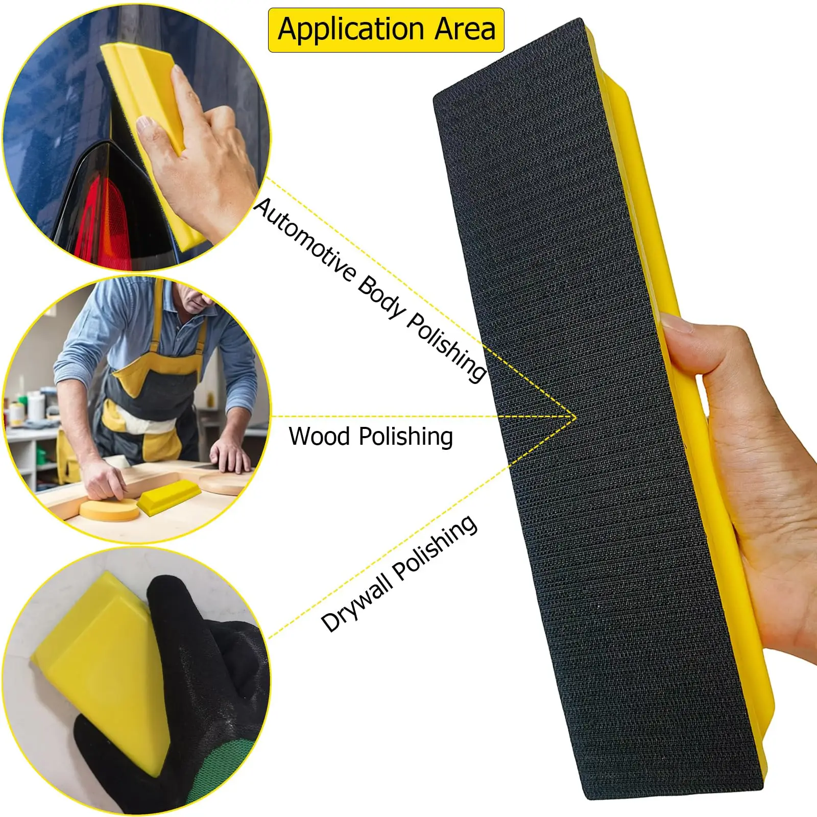 3 Pcs Classic Rectangle Hand Sanding Block Kit 3 Lengths of Sanding Blocks for Polishing Woodworking Wood Furniture Metal