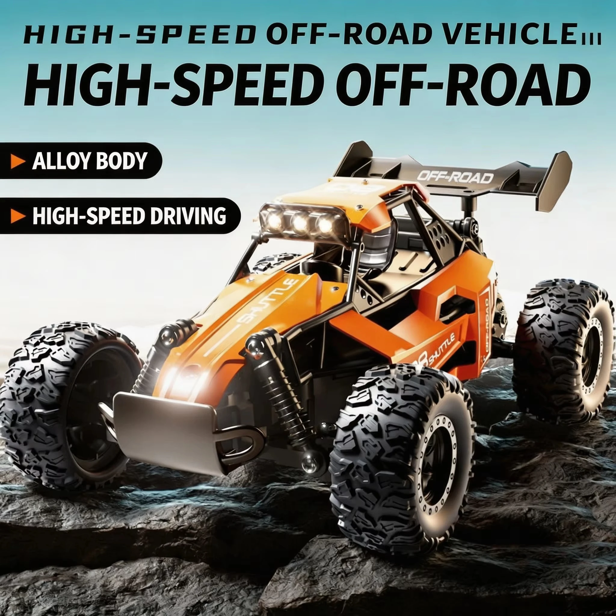 1: 16 all terrain monster truck LED headlights off-road hobby remote control car 2.4GHz remote control toy gift for children