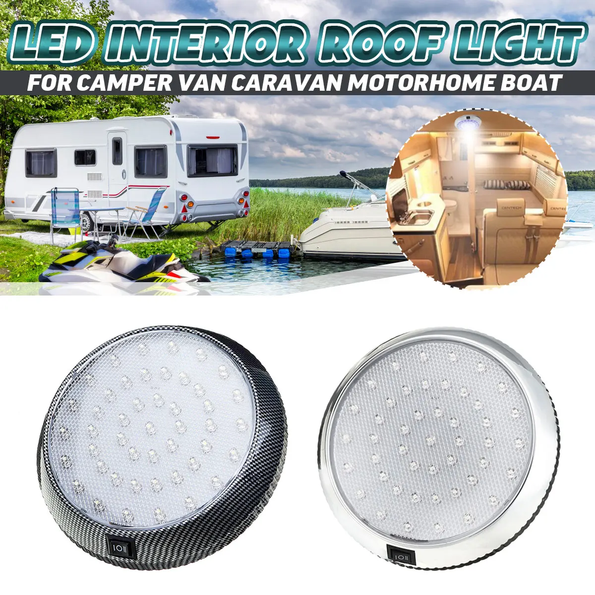 

46 LED Ceiling Cabin Light 12V Caravan Campervan Van Trailer Interior Lamp LED Interior Roof Light For Decoration Lights