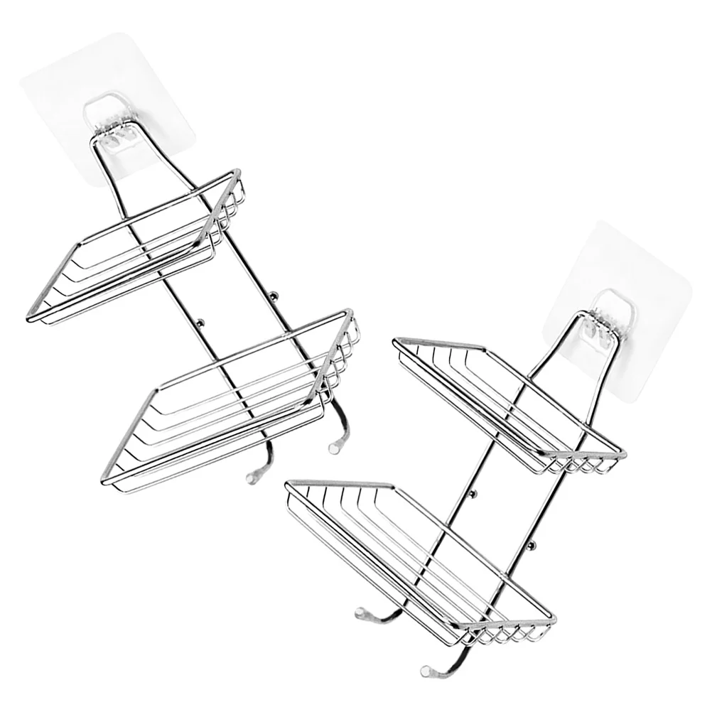 

2pcs Stainless Steel Dish Wall Mounted Kitchen Sponge Holder Space-Saving Detachable Design Soap Storage Rack For Bathroom