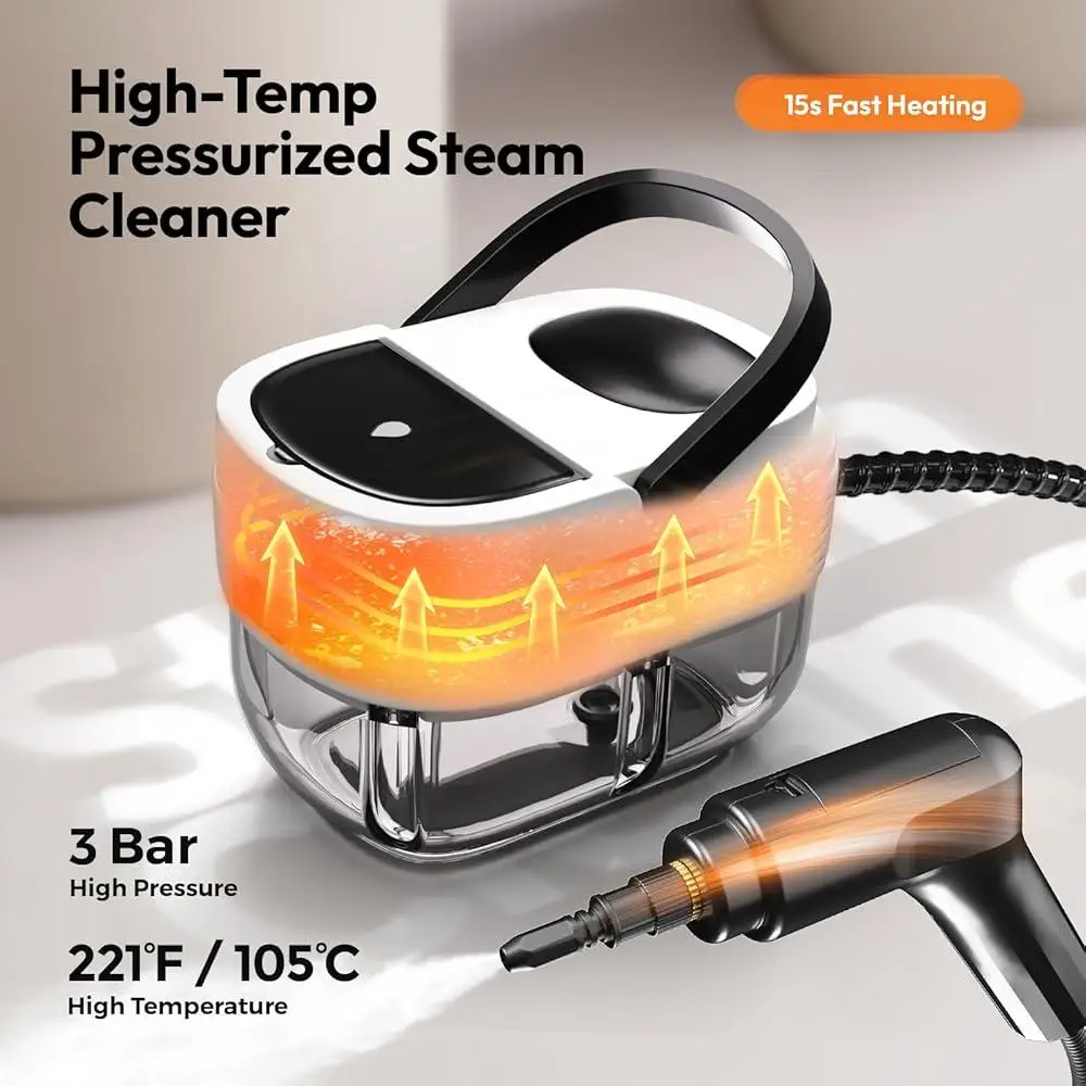 Handheld Steam Cleaner 2500W High Pressure Portable Steamer with Adjustable Steam Control Multi-Use Home and Car Detailing