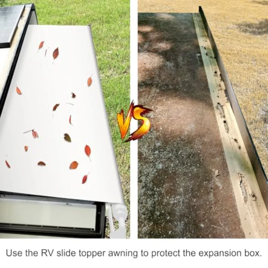 مجموعة المظلة المعيارية RV Slide Out لمقطورات السفر والمنزل المتنقلة ذات العجلات الخامسة - قماش أبيض مقاس 6'3 بوصة 5'7 بوصة - ظل خارجي متين #3