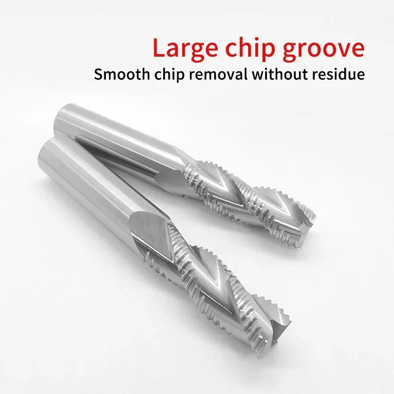 ChowMaster Roughing End Mill HRC55 Solid Carbide 3 Flutes for Aluminum MDF Fiberglass Acrylic Wood Copper Plastic Milling Cutter