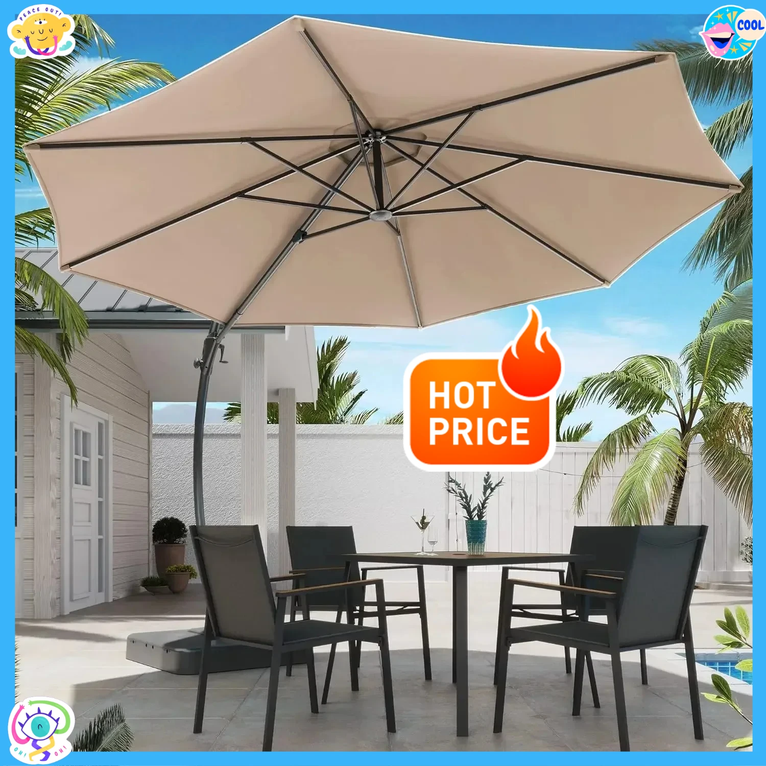 

BestsellerOutdoor Patio Umbrella with Base included, 11 FT Deluxe Curvy Cantilever Umbrella Heavy Duty Offset Hanging UmbrellaTi