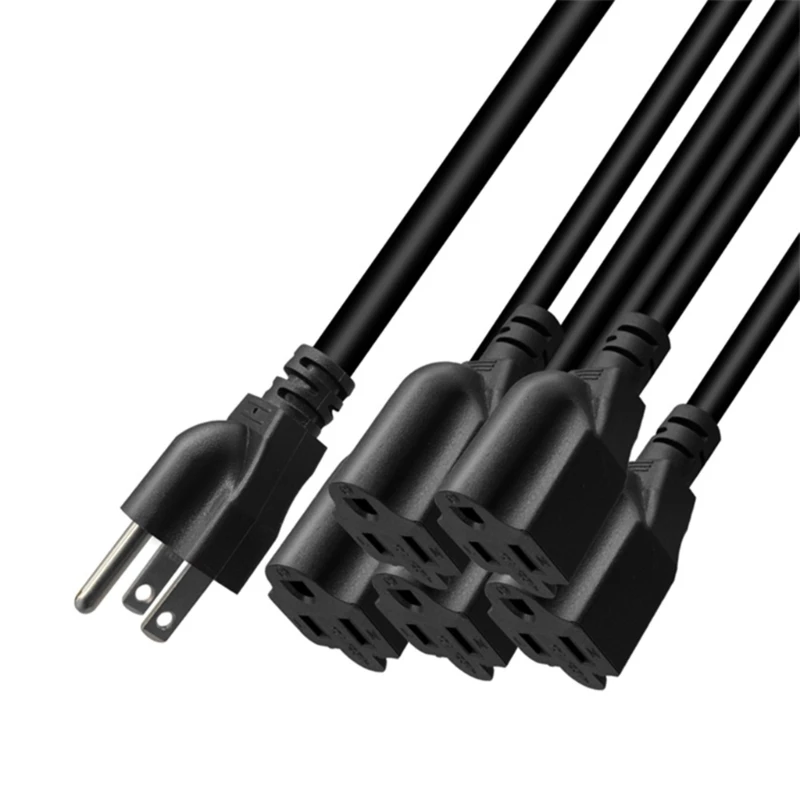 

Universals Power Cord Splitter Cable NEMA 5-15P to 5Pcs 5-15R Splitter Extension Cable for Computer Monitors