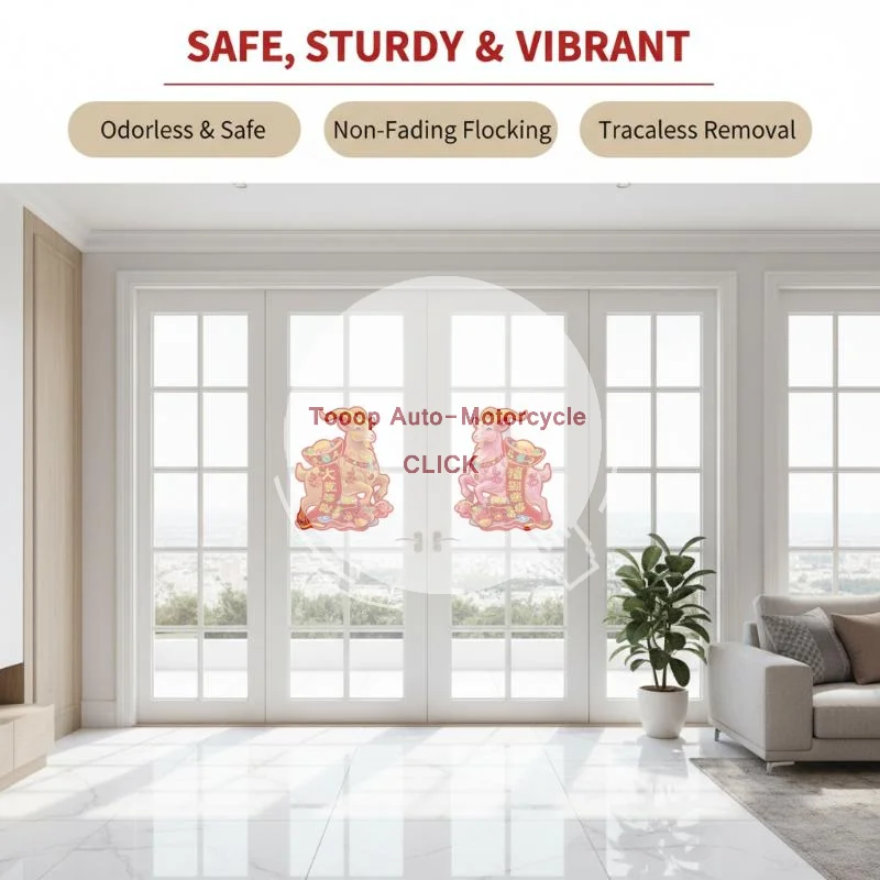 3D Flocked Spring Festival Goat Stickers 1/30/60 Pairs Self-Adhesive Chinese New Year Wall Door Decor for Household