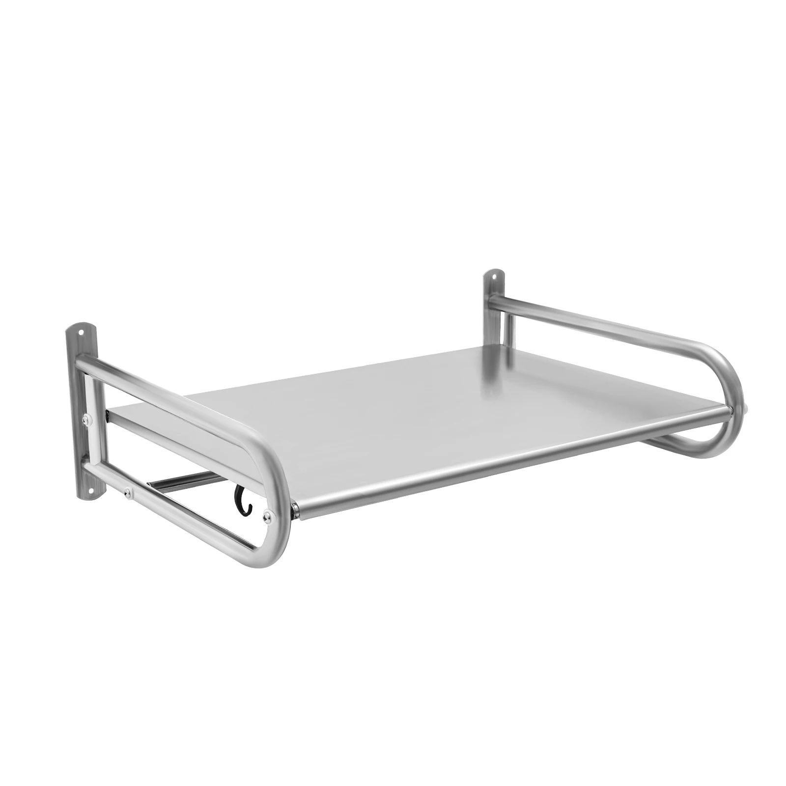 Edelstahl-Mikrowellenherd-Regal, Wandmontage, Küchenregal, Regale, Theke, neu, mit 6 Haken für Küche, Arbeitszimmer, Balkon – Detail 2