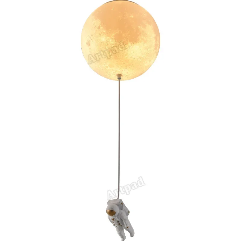 Imagem -06 - Astronauta Pingente Lustre para o Quarto das Crianças 3d Impresso Lua Pendurado Lâmpadas para Teto Luzes Led para Decoração do Quarto