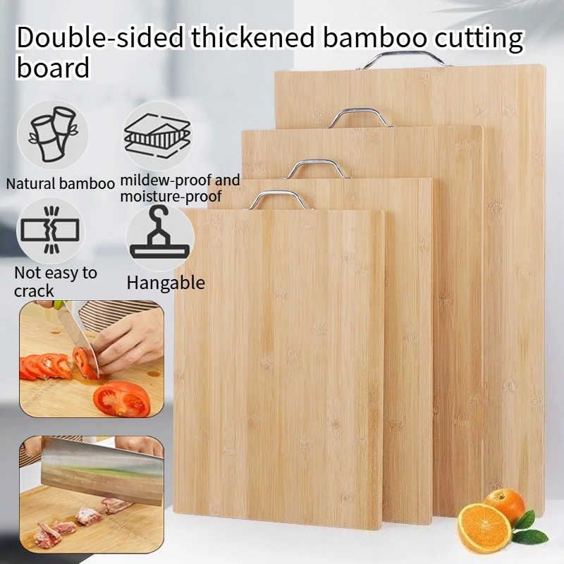 Tabla de cortar gruesa de madera maciza de doble cara, antibacteriana, antimoho, no es fácil de grietas, para carne, fideos, frutas y verduras