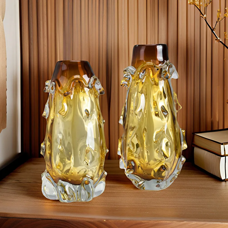 Glass Vase, Water Flower Cultivator, Home Soft Decoration, Handicrafts, Amber Belly Bottle Ornament, Creative Home Art