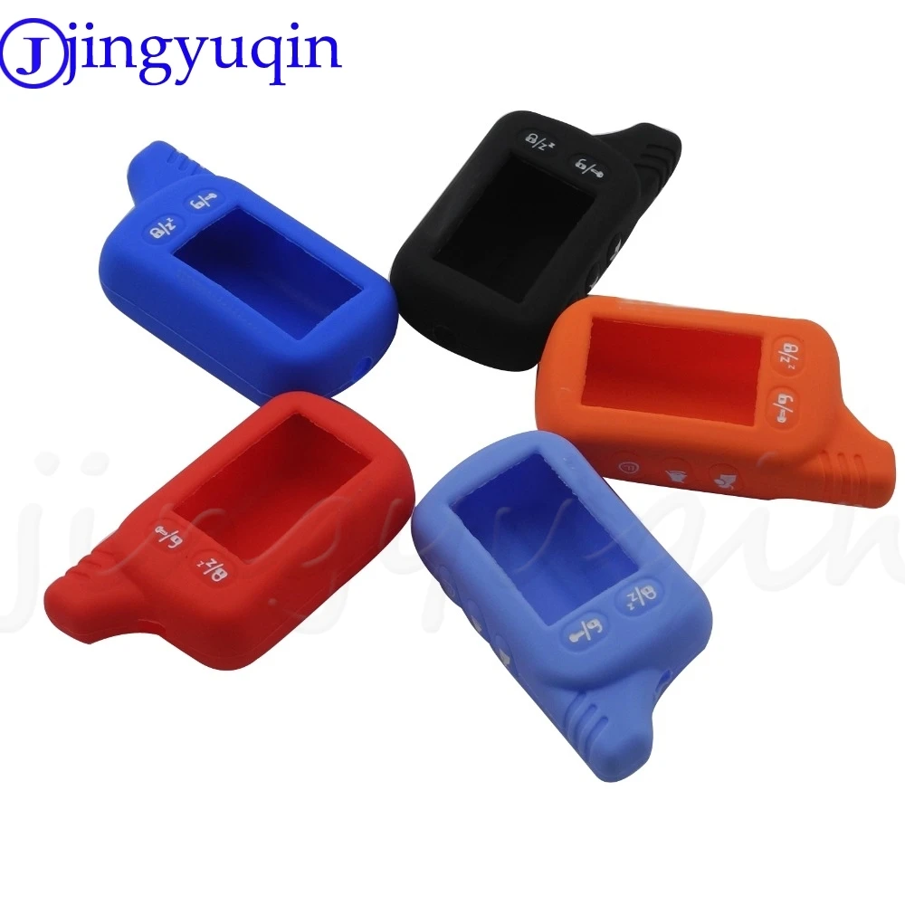 

jingyuqin TZ9010 Silicone Case KeyChain Russian 2-way Alarm System Alarm Key Fob For Tomahawk TZ-9010 TZ9010