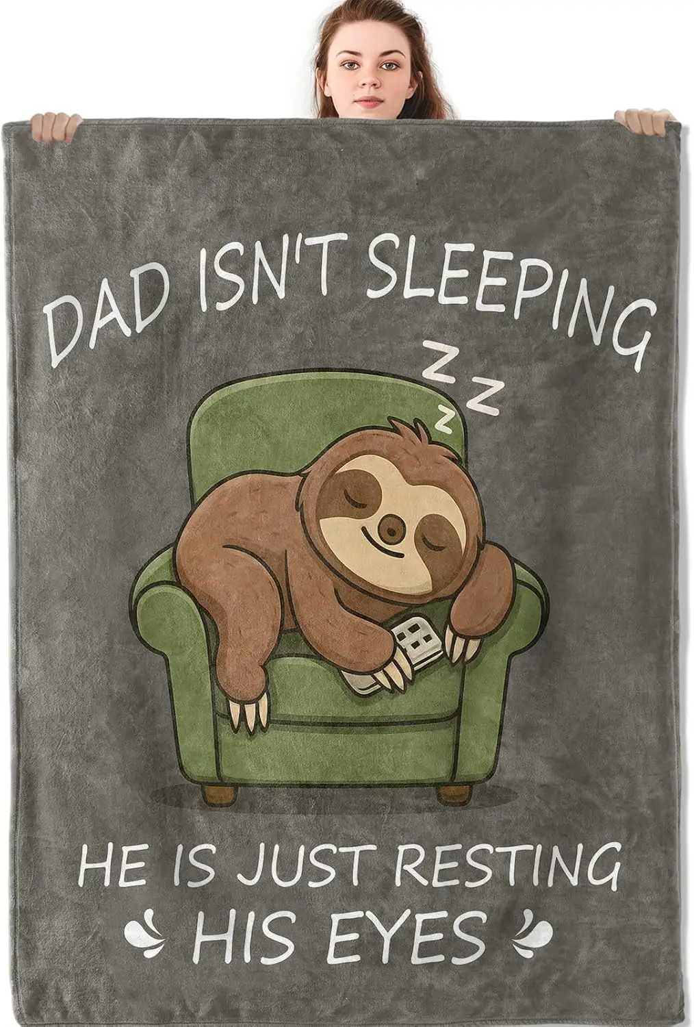 Funny Sloth Dad Blanket Throw Decorative Couch Decor Cozy Nap Time Lap Blanket for Living Room Home Decor Gift