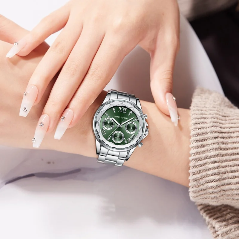 Reloj MINI FOCUS 0466 a la moda para mujer, reloj informal de negocios, reloj de pulsera multifunción, calendario luminoso, relojes impermeables para mujer