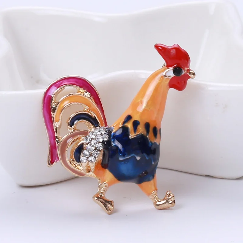 Funny Enamel Chicken Brooches Women Colors Rooster Cock Party Casual Brooch Pins Gifts