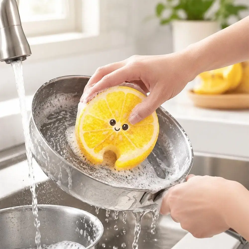Soft Cellulose Sponge Dishwashing Brush Multifunctional Home Kitchen Cleaning Tool Quick Drying Grease Removal Dishwashing Brush