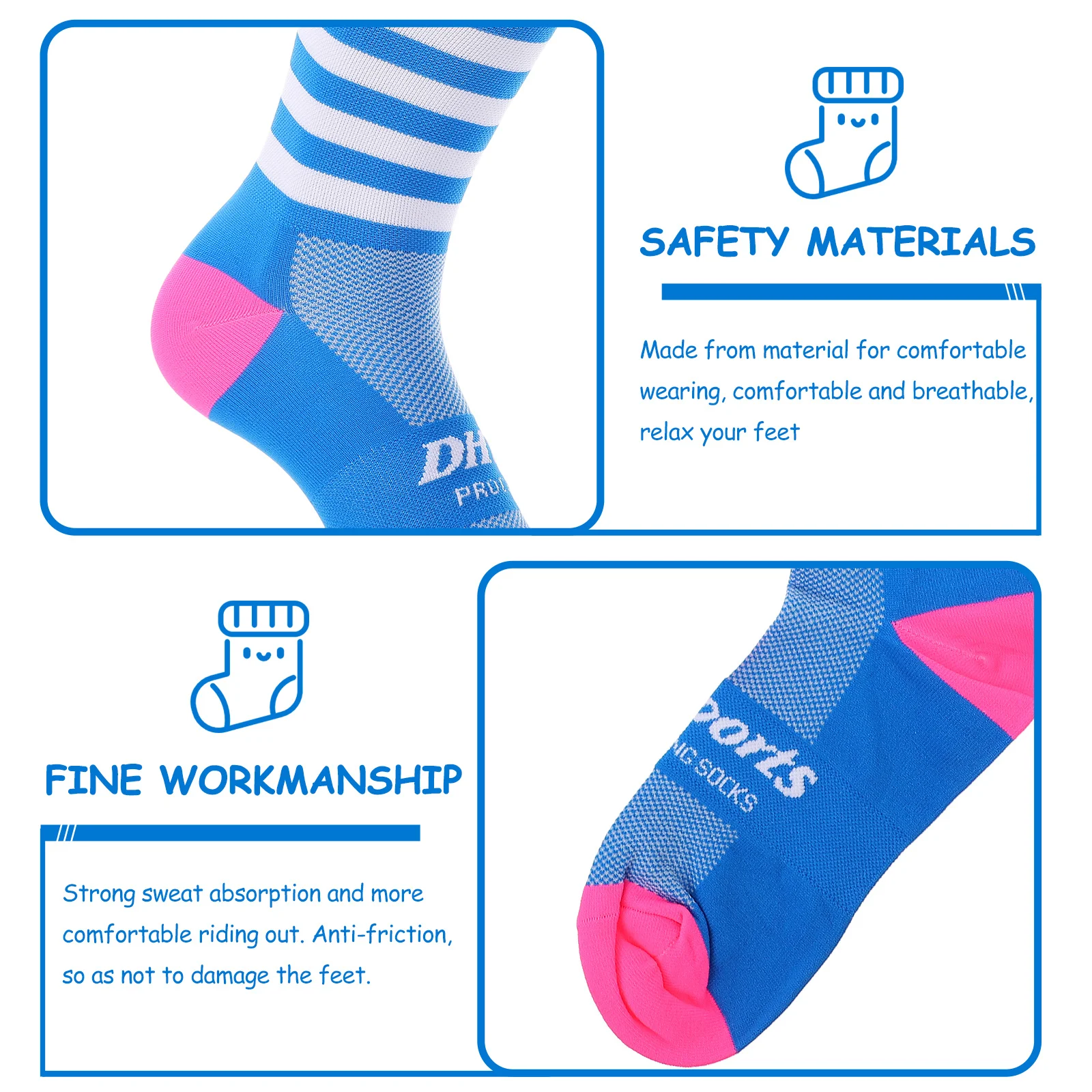 

1Pair Mid-Stocking Breathable Athletic Socks Nylon Bright Color Running Socks for Cycling Fitness Training Active Lifestyle