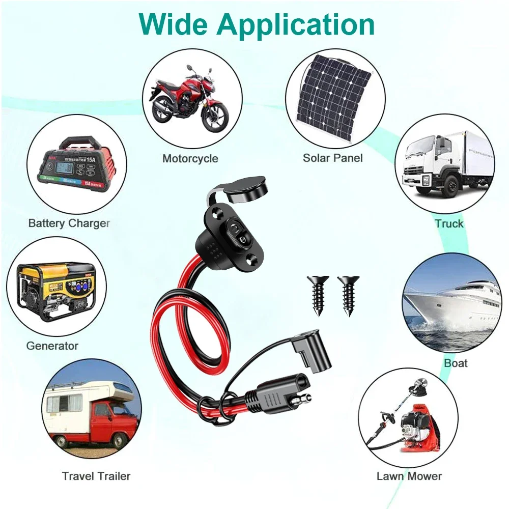 12/18AWG SAE Quick Connector Harness Waterproof SAE Extension Cord Sidewall Port for Solar Panel Generator Battery Charger image 4