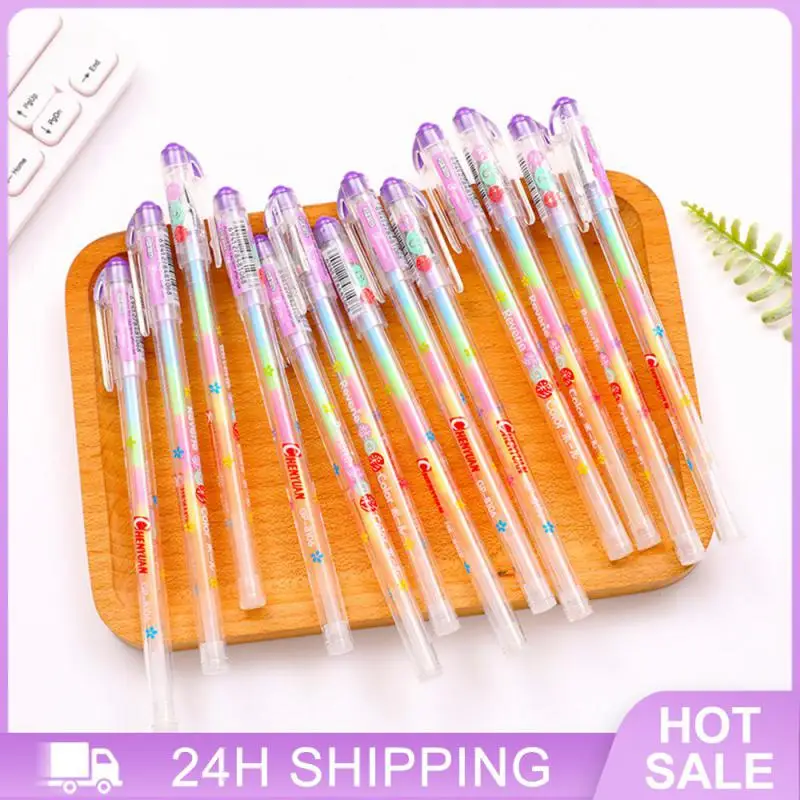 Ручная Радужная ручка, долговечная, не деформирующаяся, для письма, яркие цвета, милый дизайн, канцелярские принадлежности, гелевая ручка, твердый цвет