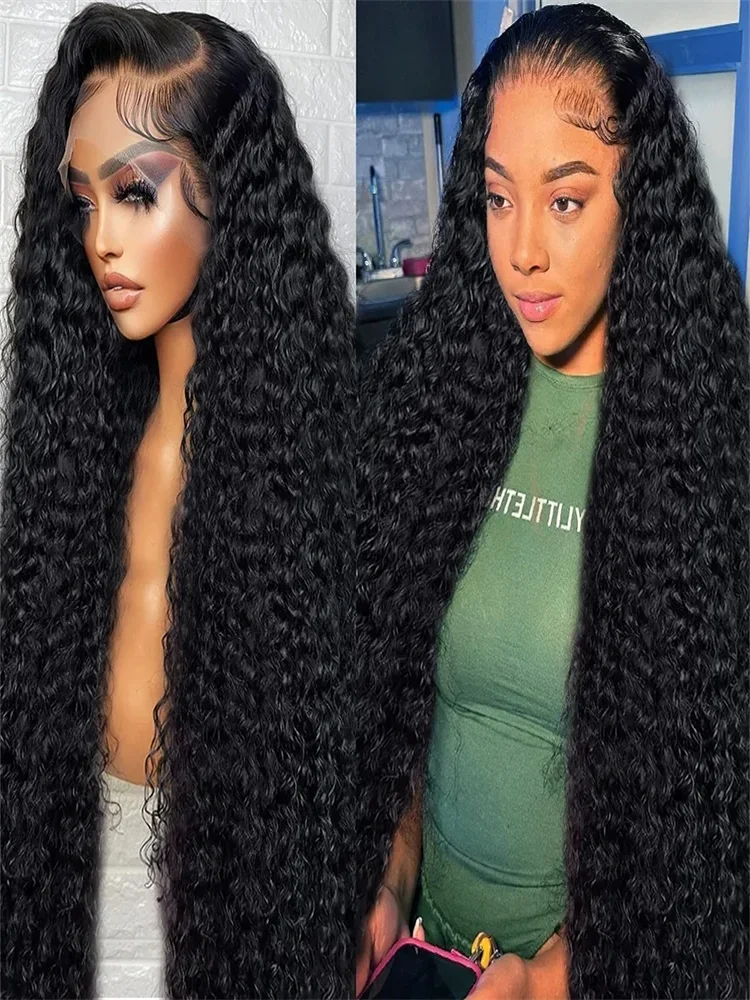 34 38 Inches 100% Human Hair Lace Frontal Wig Deep Wave 250 Density Frontal Wigs Hd Lace Wig 4x4 Human Hair Wig Loose Curly Wigs