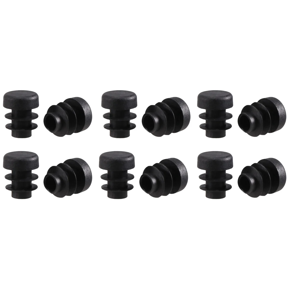 12 Pcs Plastic 12mm Pipe End Blanking Caps Bung Tube Insert Plug Round Black