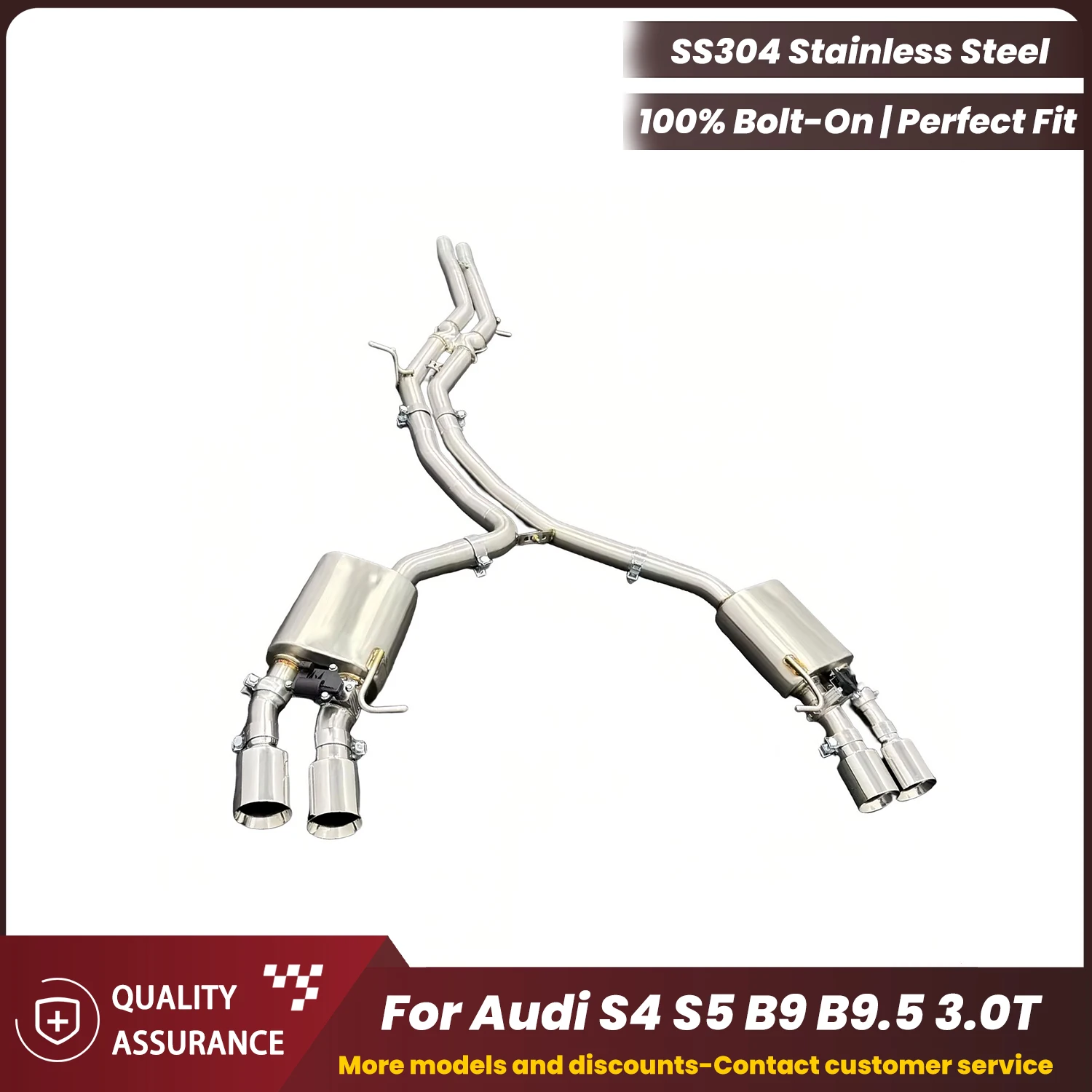 

Sporty Exhaust Sound ECCF Valved Catback Exhaust For Audi S4 S5 B9 B9.5 3.0T Performance Upgrade Easy Installation